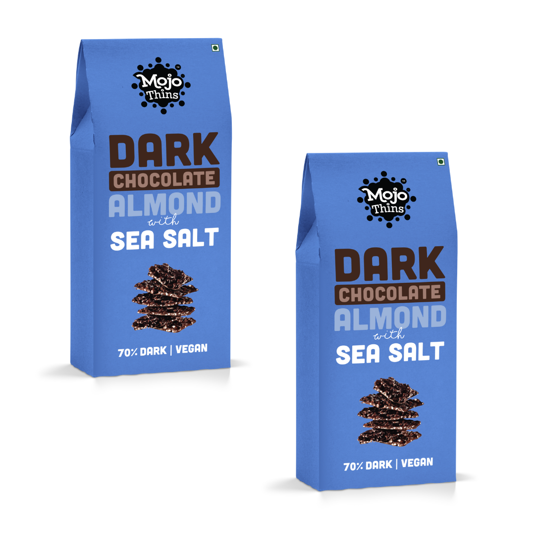 70% Chocolate Almond with Sea Salt (Pack of 2), 216g - Mojo Snacks
