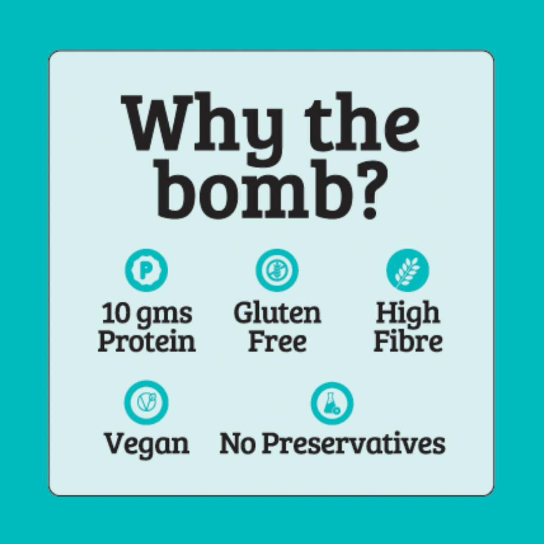 Protein Bombs - Creamy Peanut Butter (10g Protein), 200g - Pack of 5 | Vegan | Gluten Free - Mojo Snacks