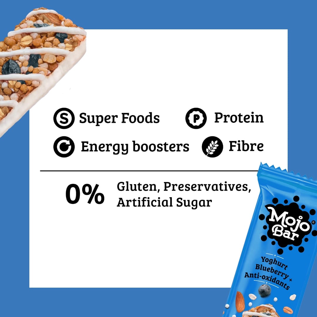 Yoghurt BlueBerry Anti Oxidant (Pack of 15), 480g - Mojo Snacks