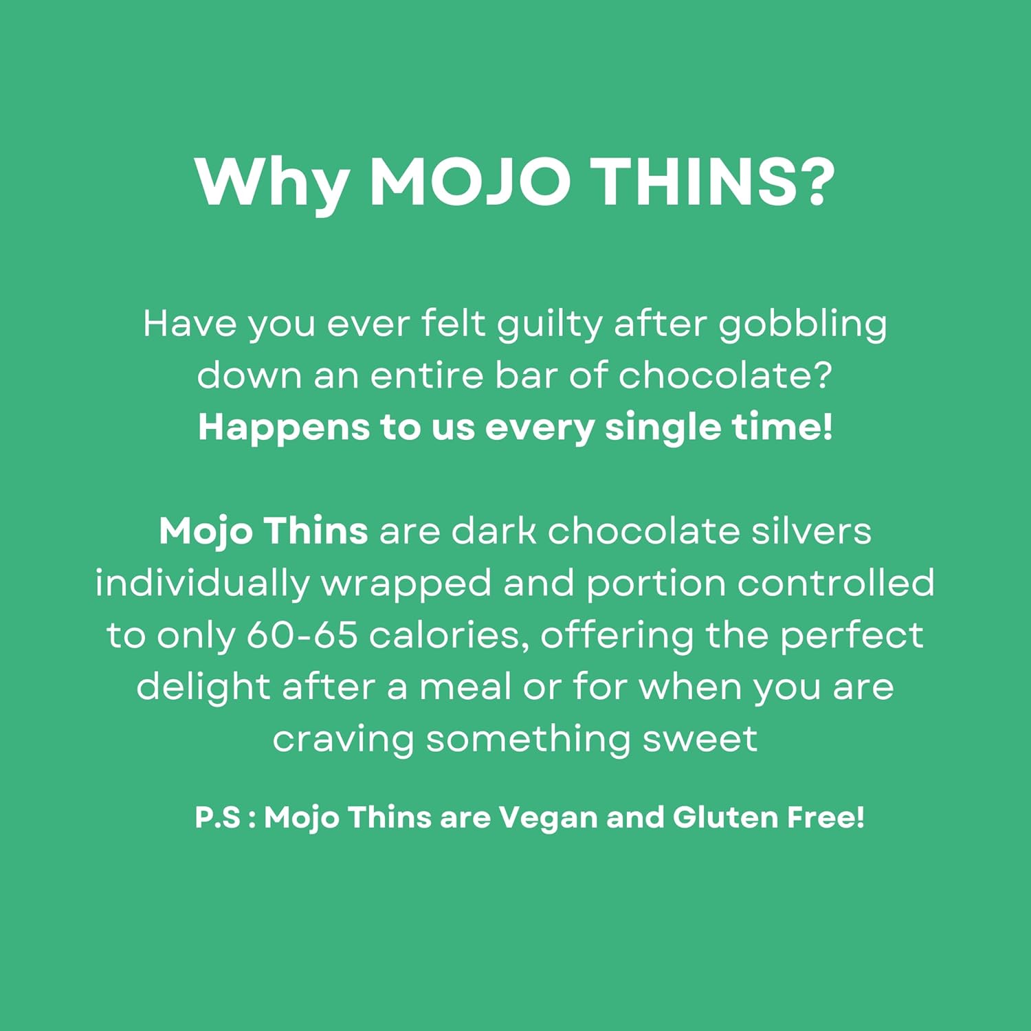 Sugar Free 45% Dark Chocolate Mint Thins (Pack of 3), 225 gms - Zero Sugar - Mojo Snacks