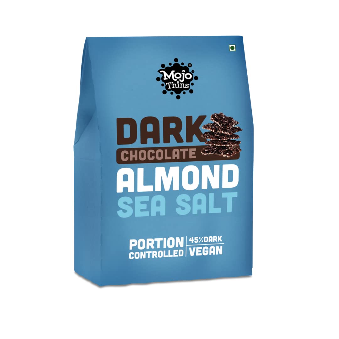Mojo Bar Thins Mini - Dark Chocolate Almond with Sea Salt (Vegan, Portion Controlled), 120 GM (Pack of 2) - Mojo Snacks