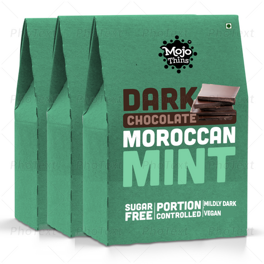 Sugar Free 45% Dark Chocolate Mint Thins (Pack of 3), 225 gms - Zero Sugar - Mojo Snacks