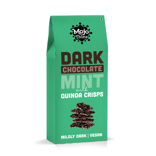 Mildly Dark Chocolate Mint with Quinoa Crisps, 108g - Mojo Snacks