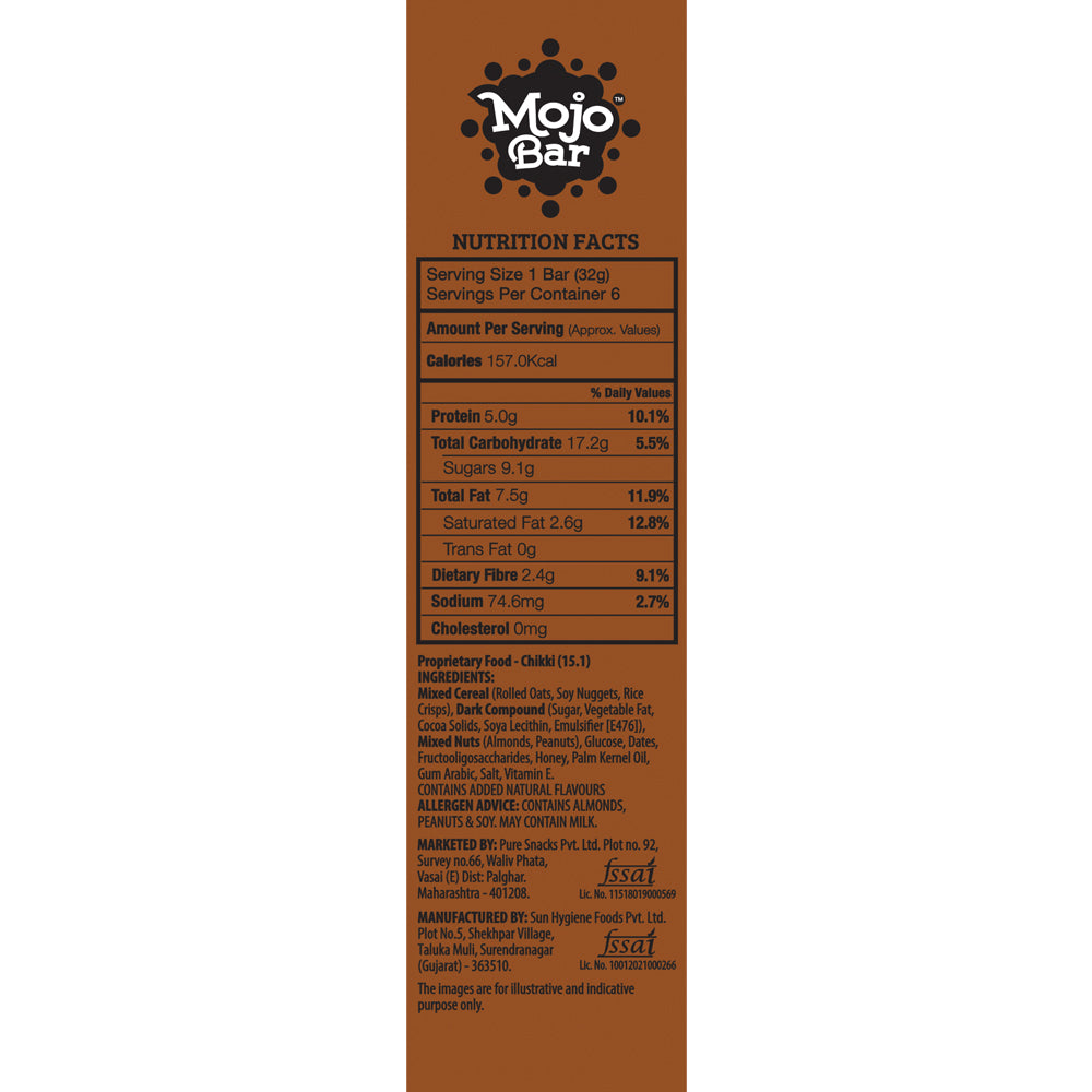 Choco Almond + Protein, 192g (Pack Of 6) - Mojo Snacks
