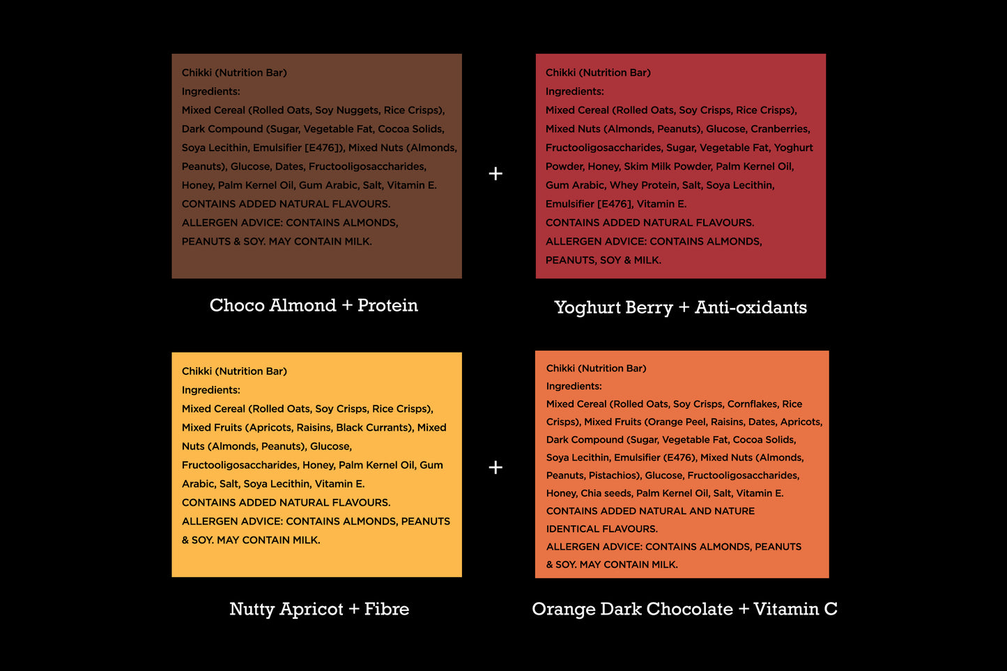 Savings Combo of 24, 768g (Choco Almond, Yoghurt Berry, Nutty Apricot and Orange Dark Chocolate) - Mojo Snacks