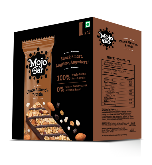 Choco Almond + Protein, 480g (Pack Of 15) - Mojo Snacks