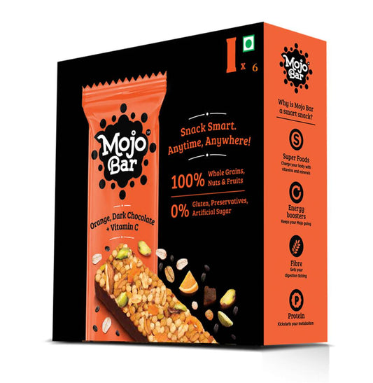 Orange Dark Chocolate + Vitamin C, 192g (Pack of 6) - Mojo Snacks