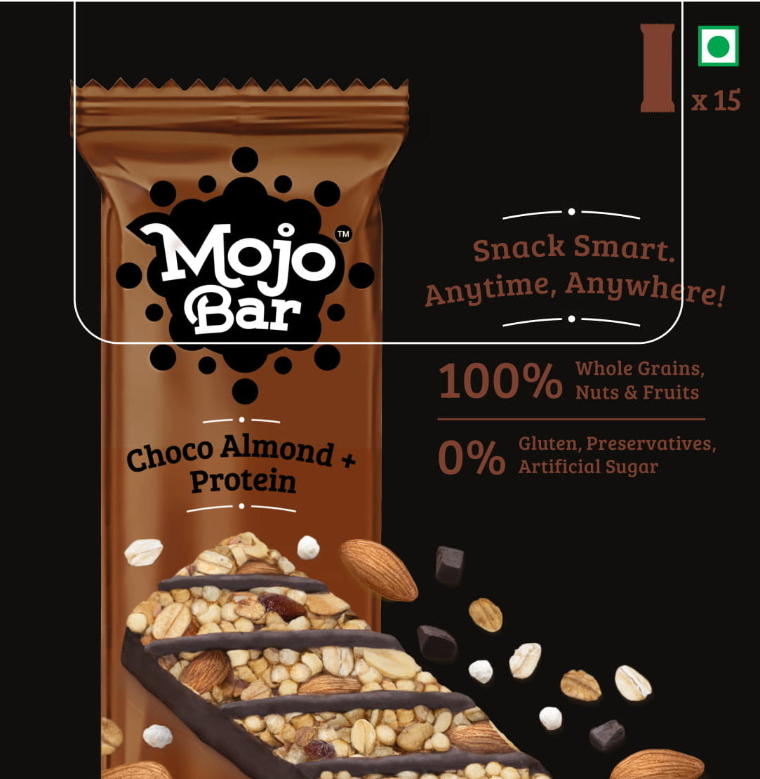 Choco Almond + Protein, 480g (Pack Of 15) - Mojo Snacks