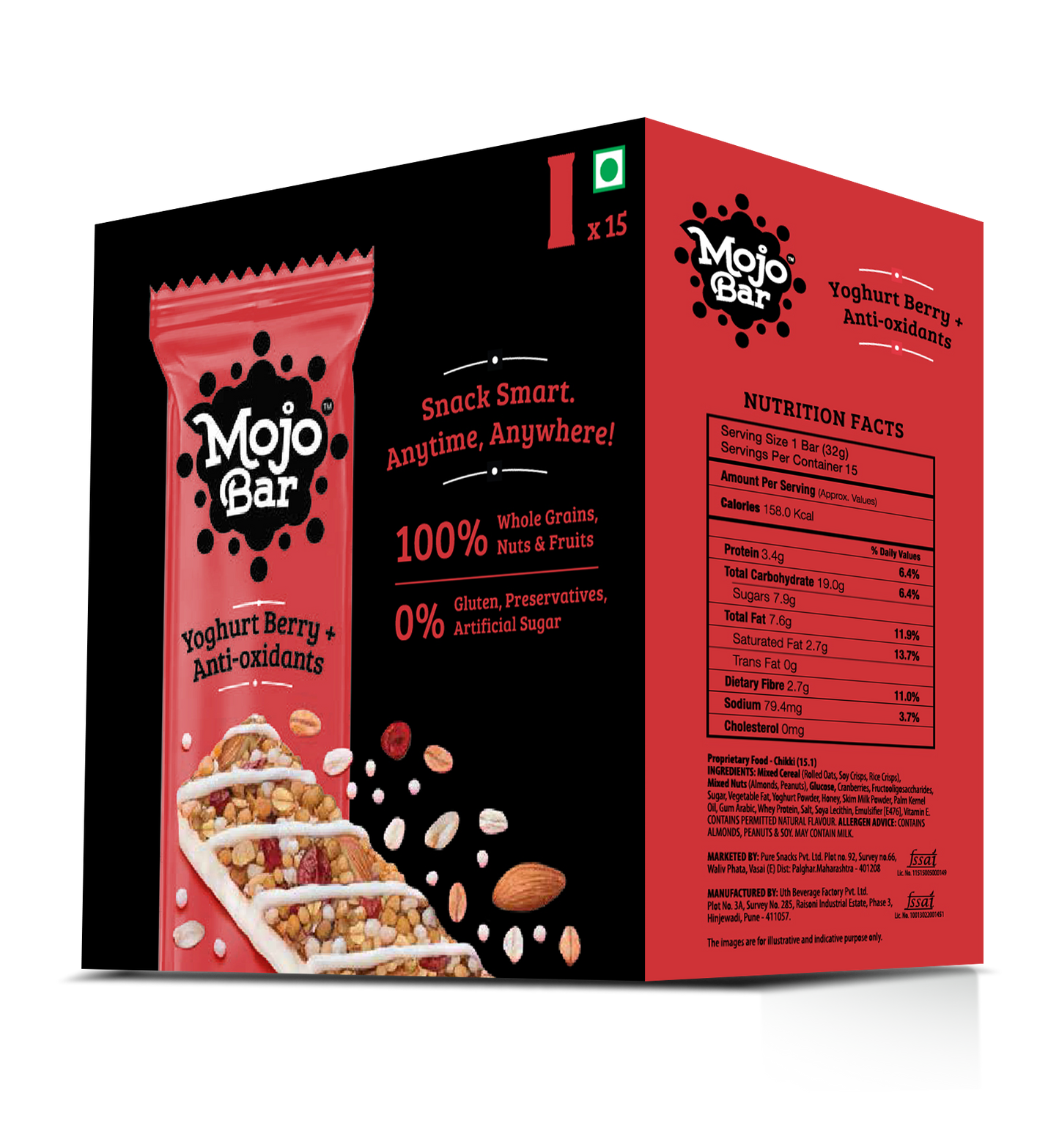 Yoghurt Berry Anti Oxidant, 480g (Pack of 15) - Mojo Snacks