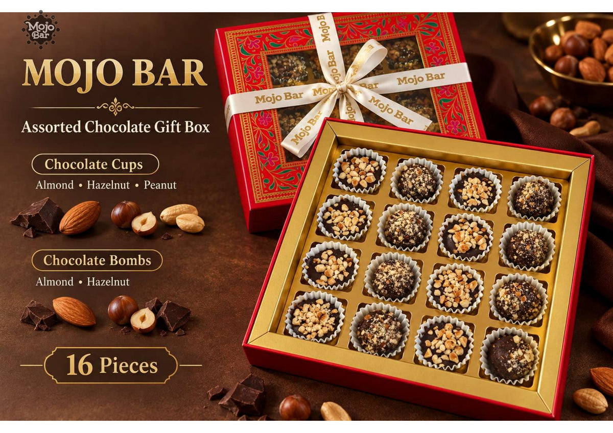 Mojo Bar Assorted Choc Cups & Balls Gift Box – 16 Pieces