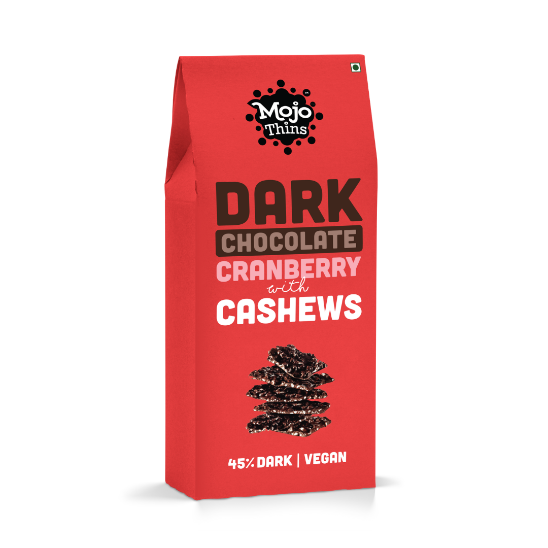 45% Dark Chocolate Cranberry with Cashews, 108g - Mojo Snacks