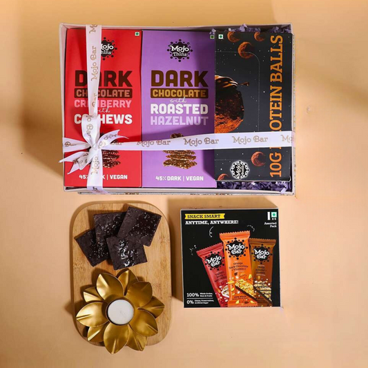 MOJO Festive Hamper - Dark Chocolate Thins, Energy Bars, Protein Bombs (Gift Hamper + Personalised Note) - Mojo Snacks
