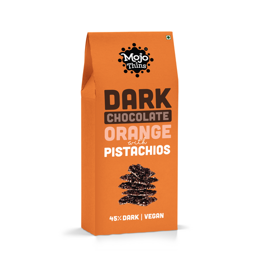 45% Dark Chocolate Orange with Pistachios, 108g - Mojo Snacks
