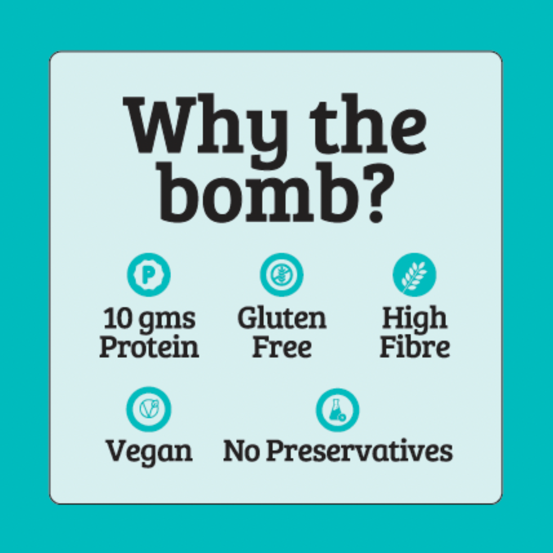 Protein Bombs - Creamy Peanut Butter (10g Protein), 200g  - Pack of 5 | Vegan | Gluten Free - Mojo Snacks
