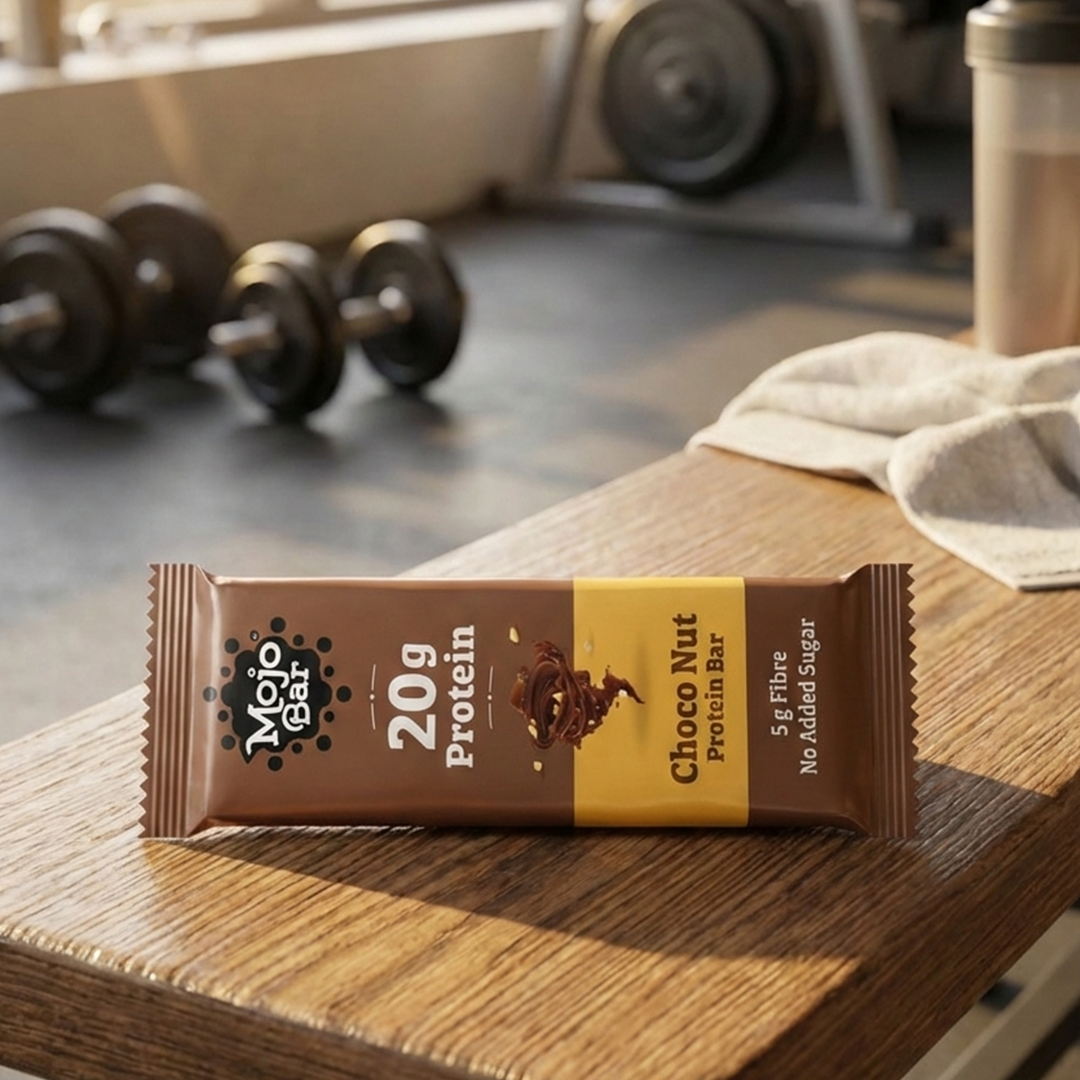 MojoBars Choco Nut Protein Bar 60g (Pack of 4) | 20g Protein | Sugar Free | 5g Fiber | Whey & Soy Protein | Peanut Cocoa Flavor - Mojo Snacks