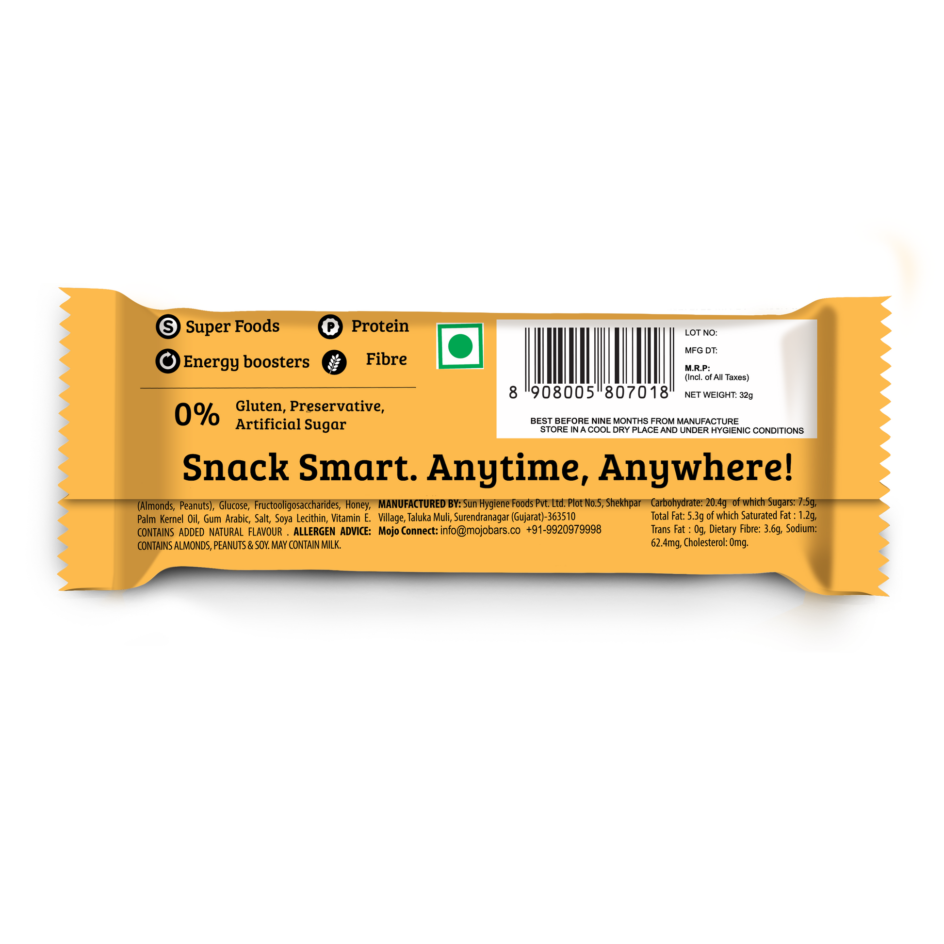 Savings Combo of 24 Energy Bars (Choco Almond, Yoghurt Berry, Fruit & Nut and Orange Dark Chocolate), 768g - Mojo Snacks