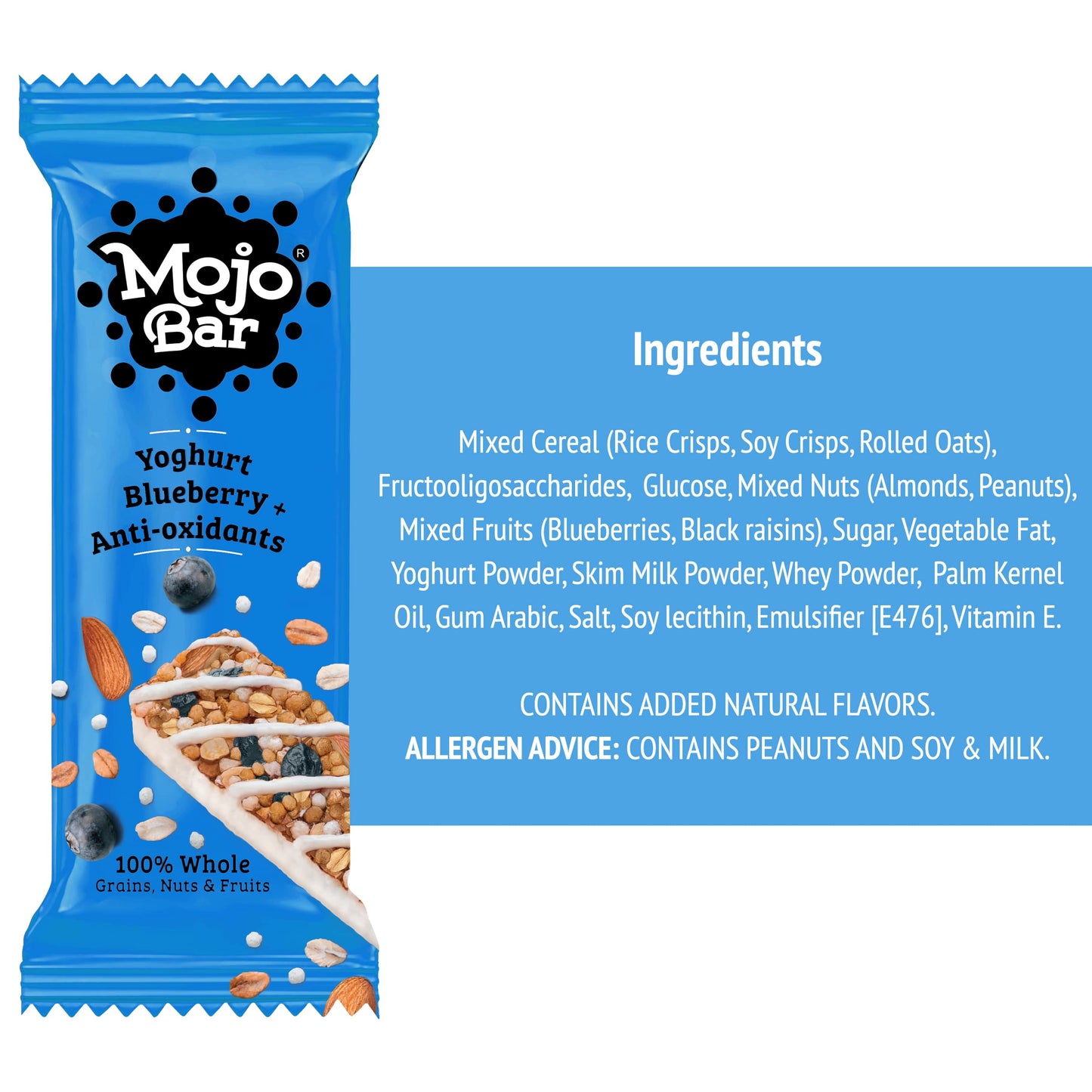 Yoghurt BlueBerry Anti Oxidant (Pack of 15), 480g - Mojo Snacks