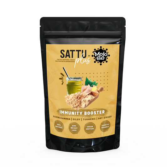 Sattu Plus - Savoury Protein Premix for Immunity Management, 300g | Sattu, Ashwagandha, Giloy, Turmeric, Dry Ginger | 100% Natural & Gluten Free … - Mojo Snacks