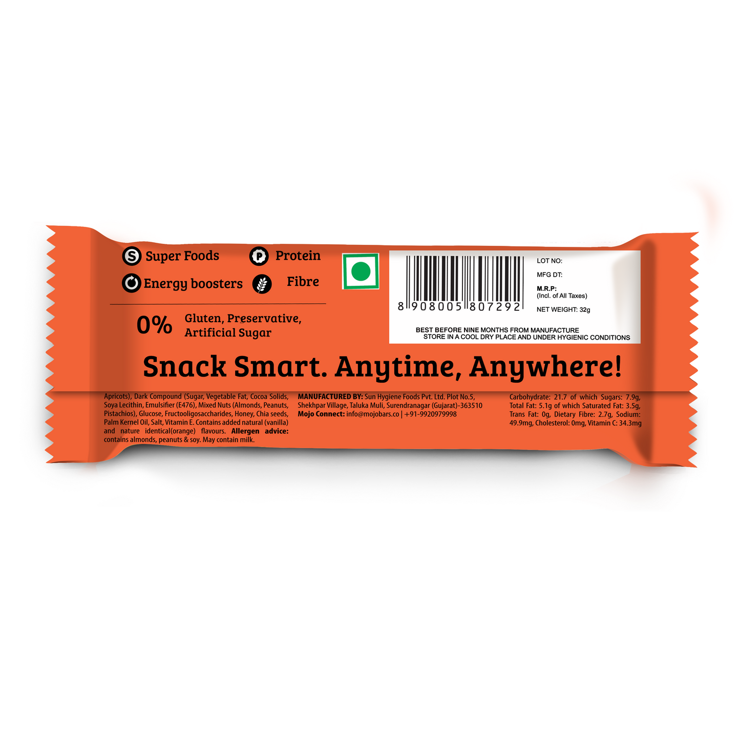 Savings Combo of 24 Energy Bars (Choco Almond, Yoghurt Berry, Fruit & Nut and Orange Dark Chocolate), 768g - Mojo Snacks