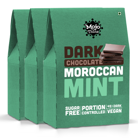 Sugar Free 45% Dark Chocolate Moroccan Mint (Pack of 3), 180g - Mojo Snacks