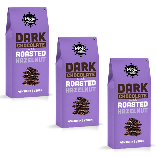 45% Dark Chocolate with Hazelnut (Pack of 3), 324g - Mojo Snacks