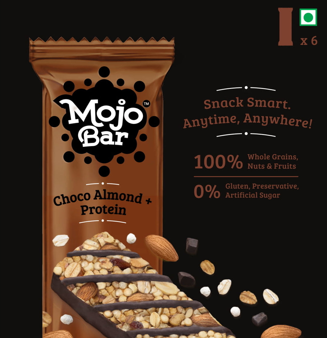 Choco Almond + Protein, 192g (Pack Of 6) - Mojo Snacks