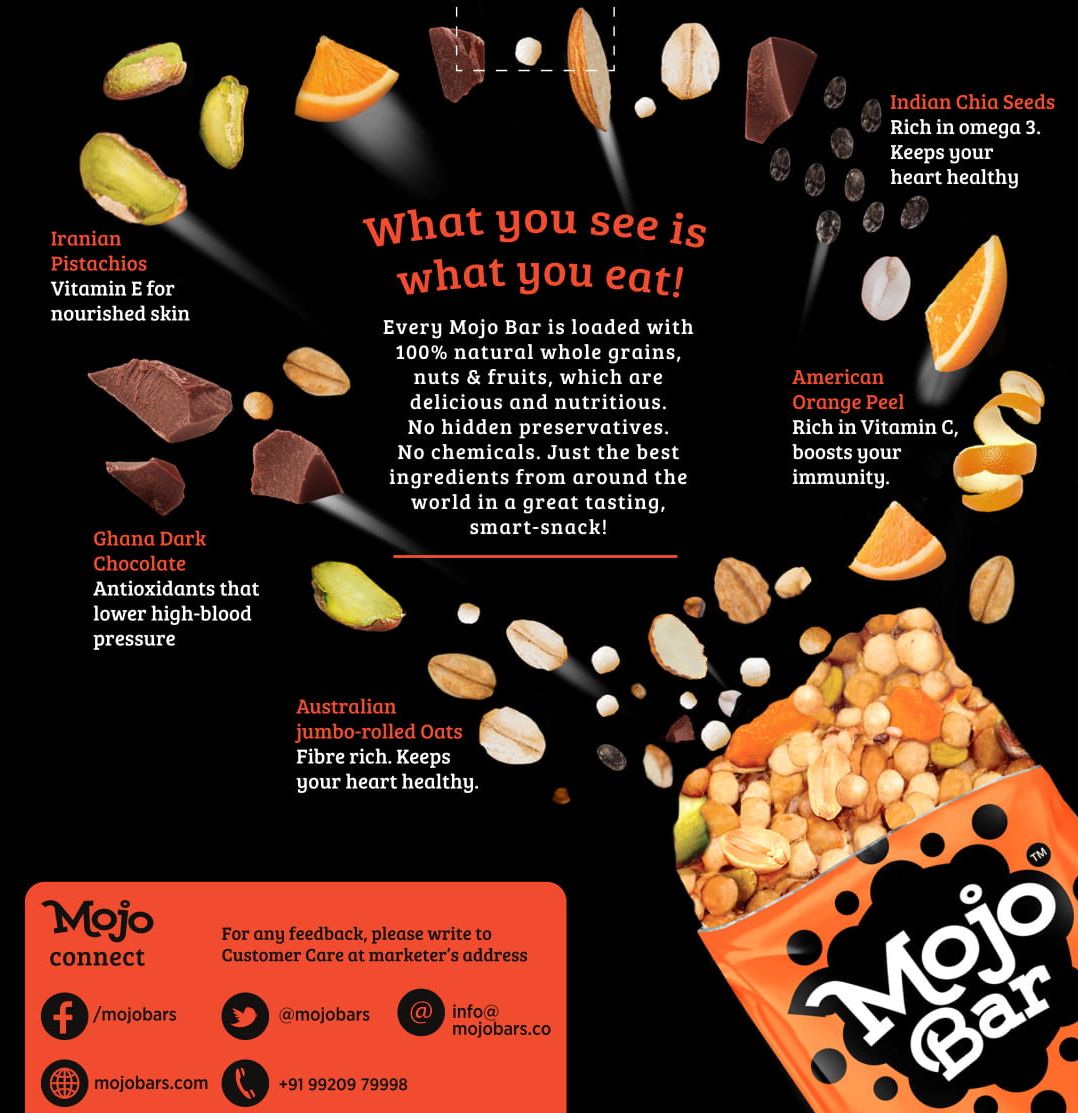Orange Dark Chocolate + Vitamin C, 192g (Pack of 6) - Mojo Snacks