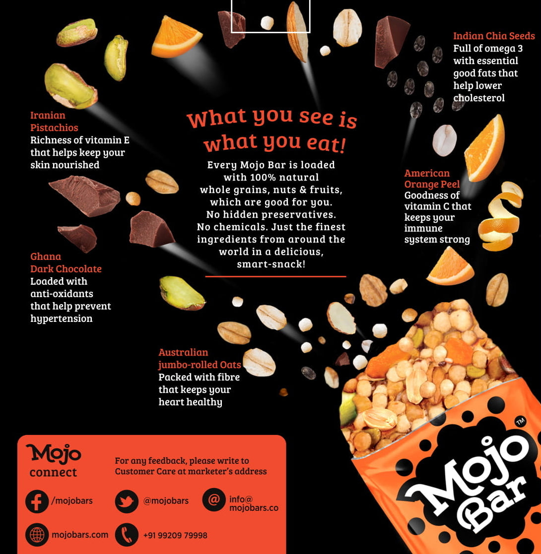 Orange Dark Chocolate + Vitamin C, 480g (Pack of 15) - Mojo Snacks