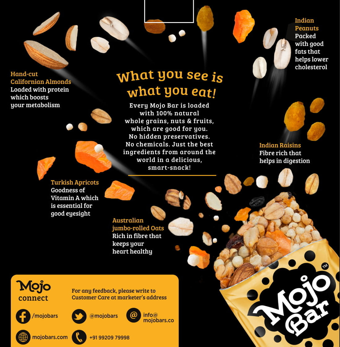 Nutty Apricot + Fibre, 480g (Pack of 15) - Mojo Snacks