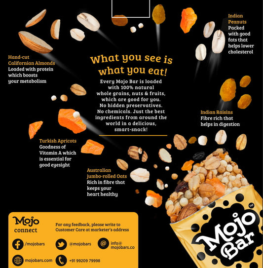 Nutty Apricot + Fibre, 480g (Pack of 15) - Mojo Snacks