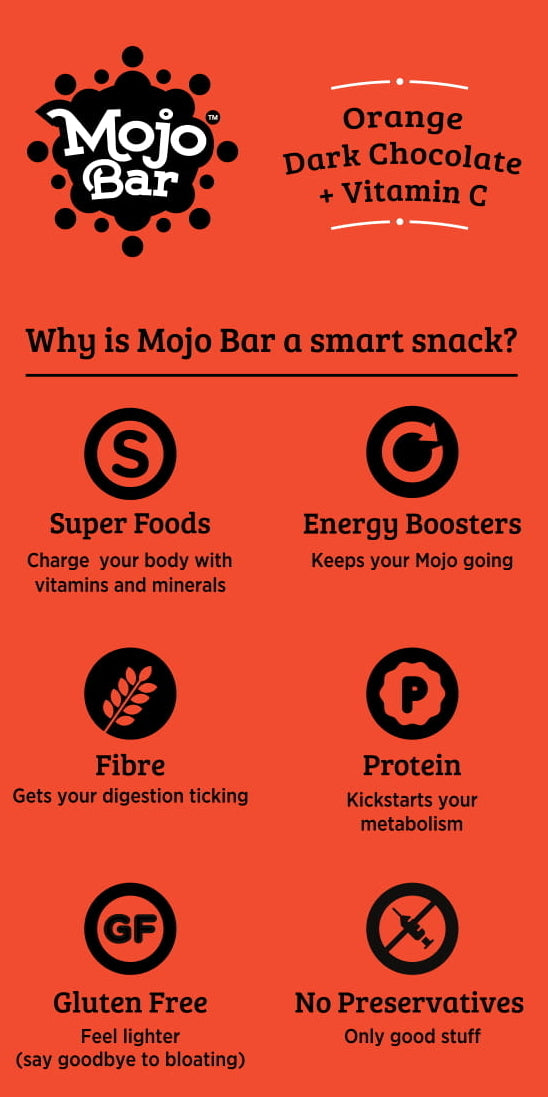 Orange Dark Chocolate + Vitamin C, 480g (Pack of 15) - Mojo Snacks