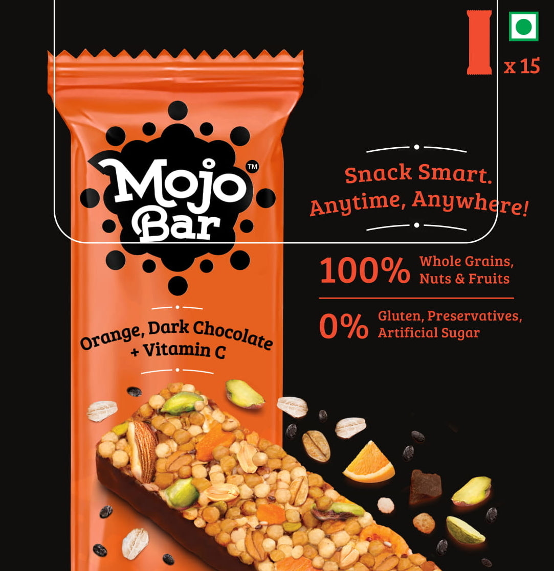 Orange Dark Chocolate + Vitamin C, 480g (Pack of 15) - Mojo Snacks