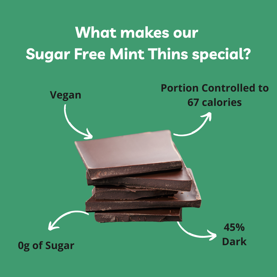 Sugar Free 45% Dark Chocolate Mint Thins, 60g - Mojo Snacks